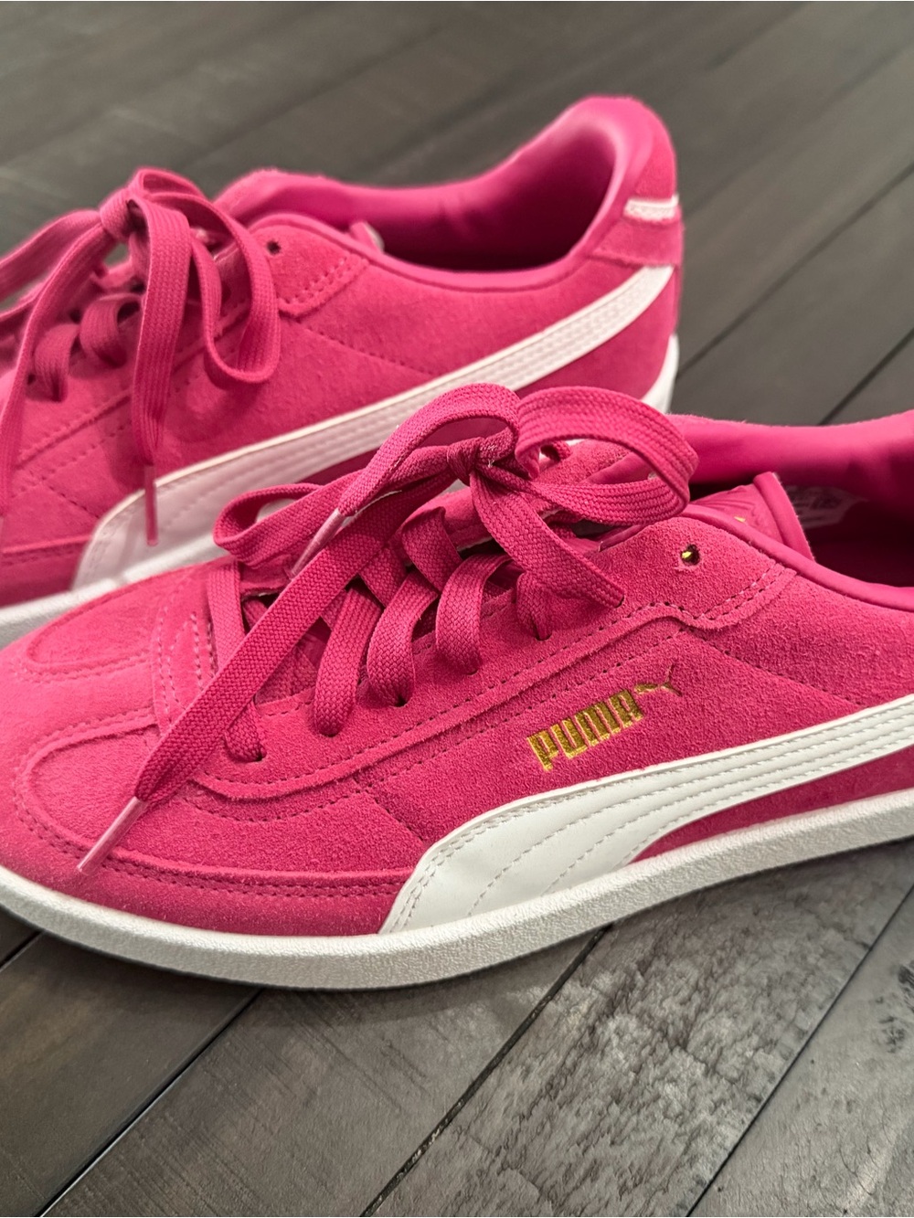 Puma Women's Hot Pink Suede Sneakers with White Formstrip
